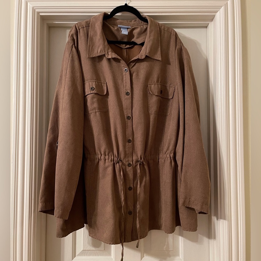 Liz & Me brown plus size blouse